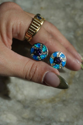 Merry Go Round - Sterling Opal Inlay Earrings