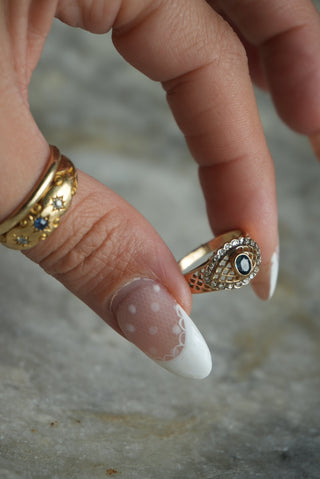 14K SAPPHIRE GOLD LACE RING