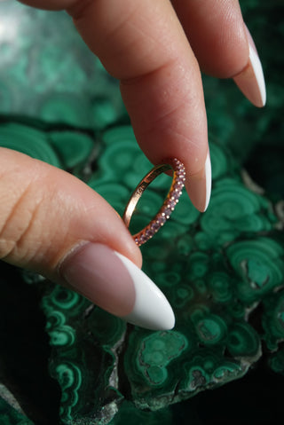 14k Rose Gold Pink Sapphire Band