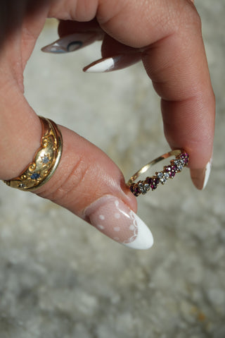 14K RED SPINEL & DIAMOND BAND
