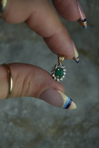 14K EMERALD & DIAMOND PENDANT