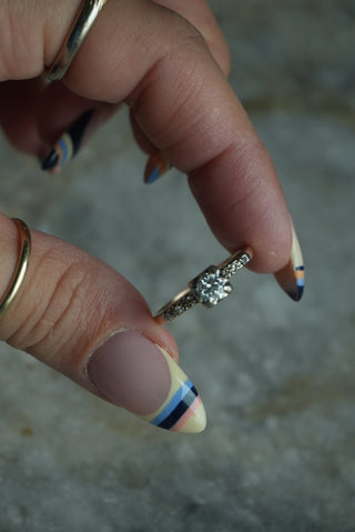 14K MINE CUT ENGAGEMENT RING