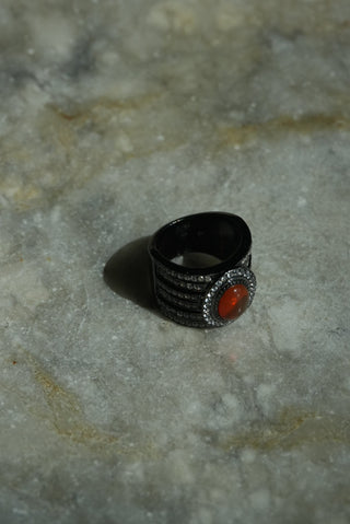 Cherry Red - Sterling Wide Pave Ring Size 6