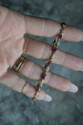 10K RUBY & DIAMOND TENNIS BRACELET