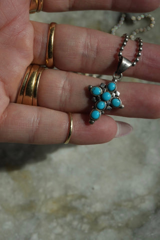 New Light - Sterling Turquoise Cabochon Cross Necklace