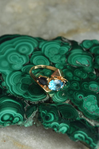 14K TOPAZ & SAPPHIRE RING