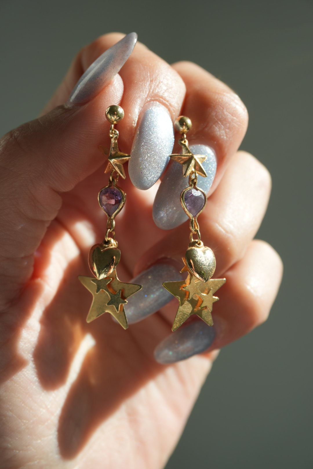 14K STAR DROP EARRING