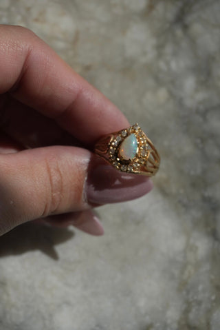 10k Opal & Diamond Ring