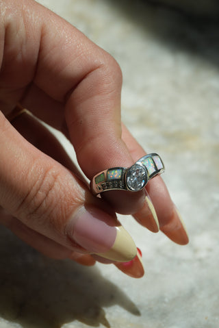 STERLING OPAL BANDS SZ 8