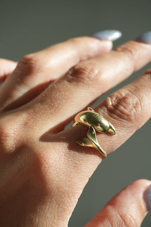 14K DOLPHIN WRAP RING SZ 8