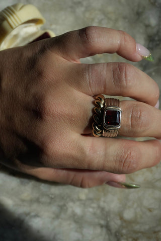 The Gambler - Sterling Garnet Ring Size 7.5