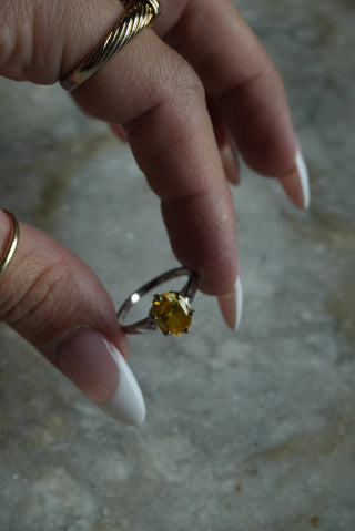 Honeycomb - Sterling Glass Ring Size 6.5