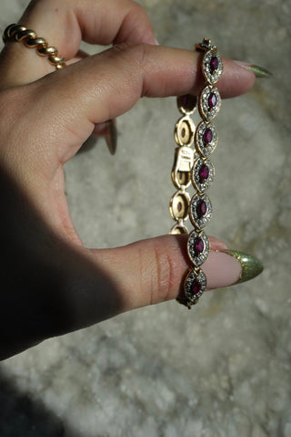 Ruby Reds - Dual Tone Ruby Tennis Bracelet