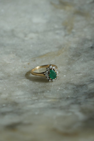 14K EMERALD & DIAMOND RING