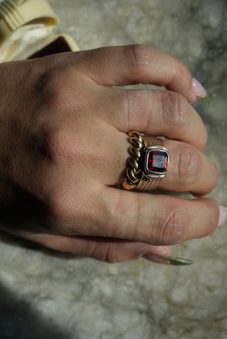 The Gambler - Sterling Garnet Ring Size 7.5
