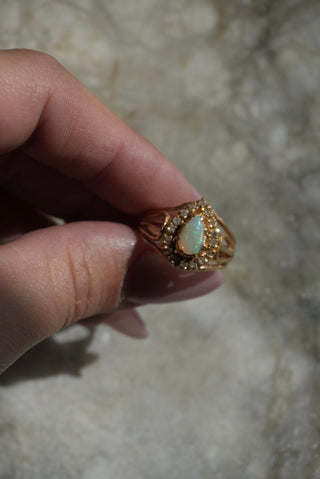 10k Opal & Diamond Ring