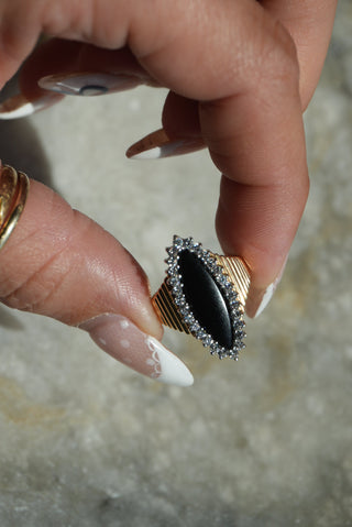 14K ONYX & DIAMOND RING
