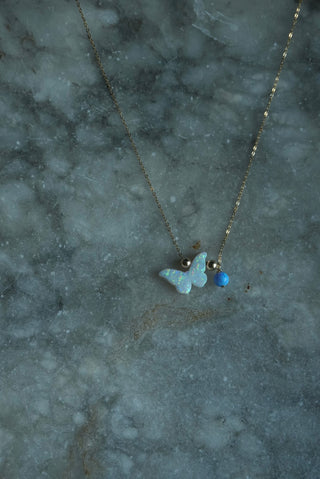 14K OPAL BUTTERFLY NECKLACE