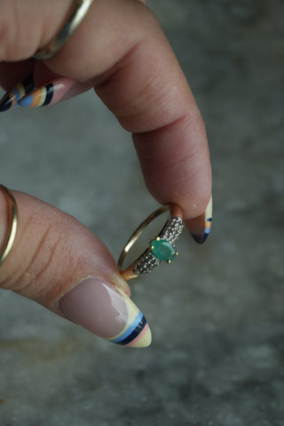 14K EMERALD & DIAMOND RING