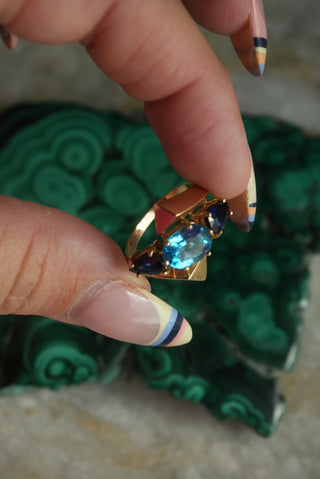 14K TOPAZ & SAPPHIRE RING