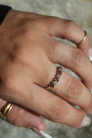 14K RED SPINEL & DIAMOND BAND