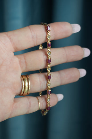 10K RUBY & DIAMOND TENNIS BRACELET