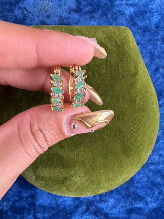 EMERALD HUGGIE HOOPS