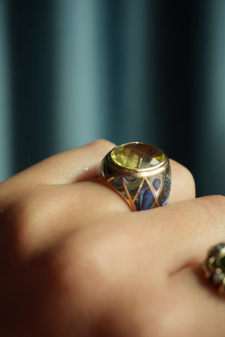 14K YELLOW QUARTZ RING