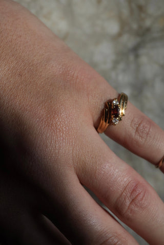 14k Garnet & Diamond Ring