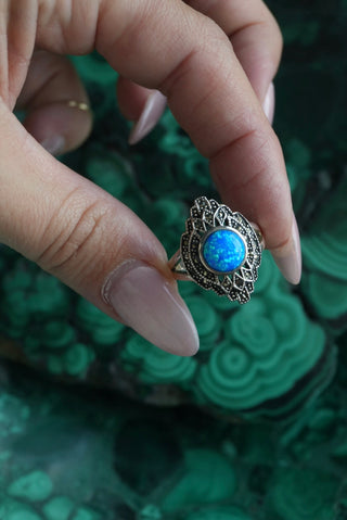 Opal of My Eye - Sterling Decorative Opal Ring Size 8