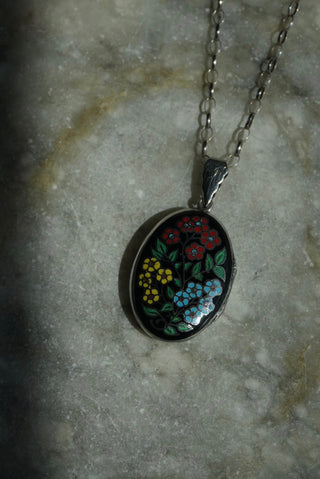 You Belong - Sterling Enamel Floral Locket Necklace