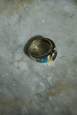 IOLITE & OPAL INLAY 14K RING