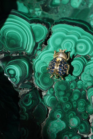 14k Sapphire Beetle Pendant