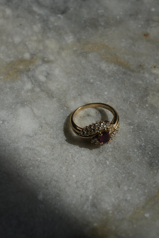 14k Diamond & Garnet Ring