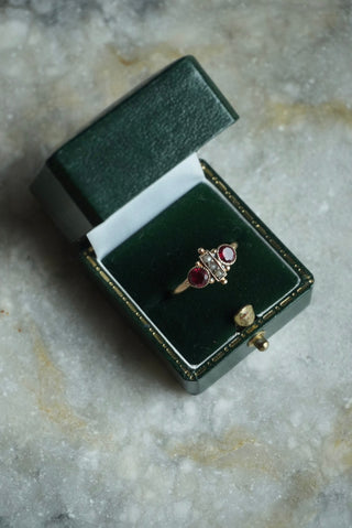 14k Antique Ruby & Seed Pearl Ring