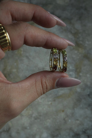 Chakra Aligned - Vermeil Semiprecious Gemstone Hoops
