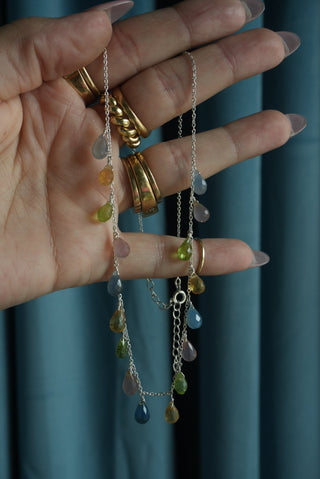 Summer Rain - Sterling Briolette Gemstone Necklace