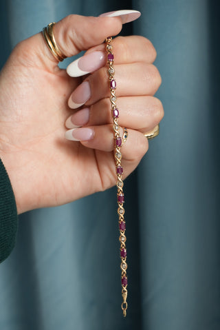 10K RUBY & DIAMOND TENNIS BRACELET