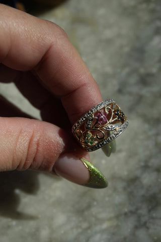 Gem Garden - Dual Tone Floral Ring Size 8