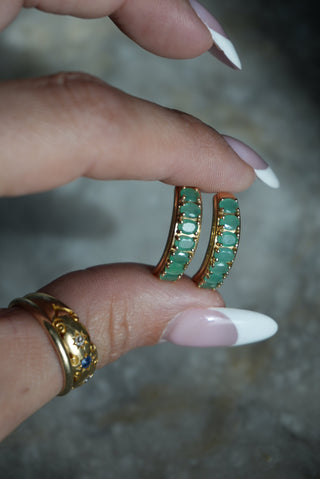EMERALD HOOPS 14K