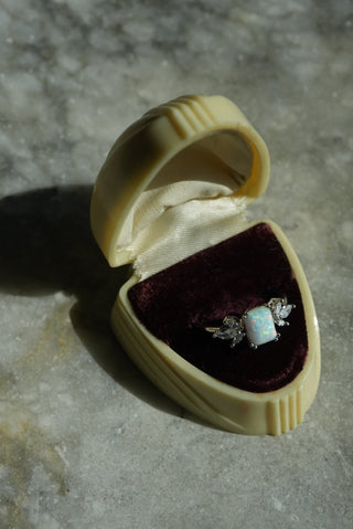 Snowflake - Sterling Opal Cushion Ring Size 9
