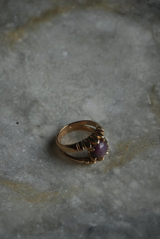 14k Brutalist Star Ruby Ring