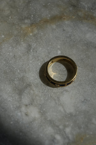 18k Blue Vintage Enamel & Diamond Band