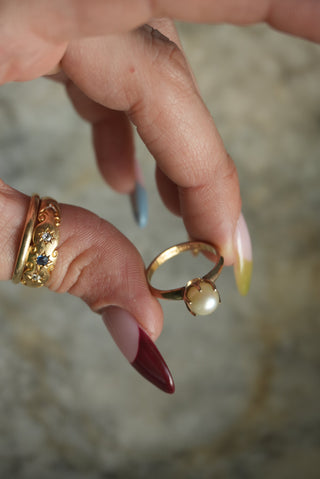 GOLD FILL PEARL RING SZ 5