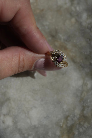 14k Diamond & Garnet Ring