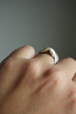 David Yurman Diamond X Collection Band Ring, Sterling Silver 18k Yellow Gold