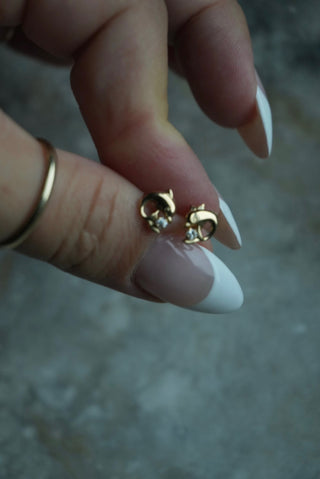 14K DIAMOND & DOLPHIN STUDS