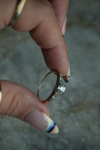 14K MINE CUT ENGAGEMENT RING