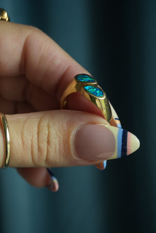 14K OPAL DROP RING