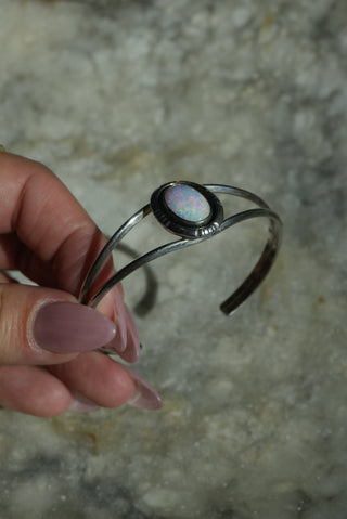 Rainbow Stone - Sterling Opal Cuff Bracelet
